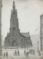 L.S. Lowry - A Street Scene, St Simon's Church