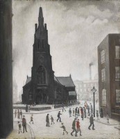 L.S. Lowry - A Street Scene, St Simon's Church