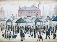 L.S. Lowry - Market Scene, Northern Town