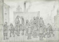 L.S. Lowry - Waiting for the Newspapers